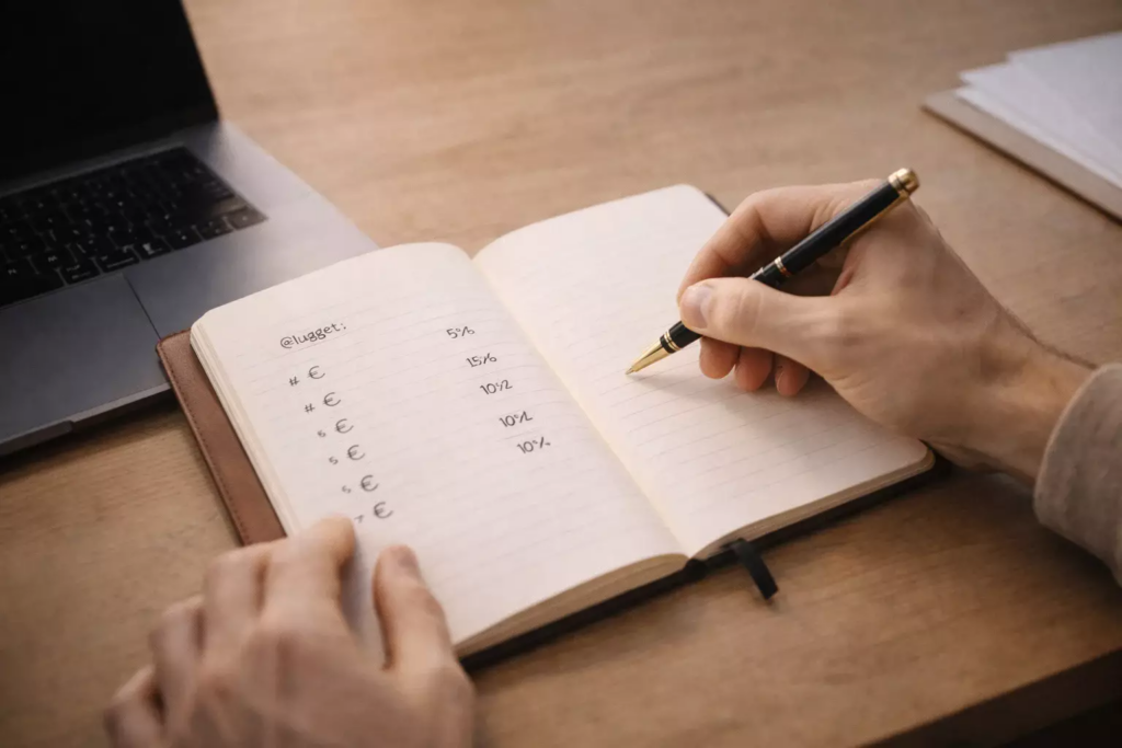 Persona prende appunti su un blocco mentre pianifica la strategia di scommesse