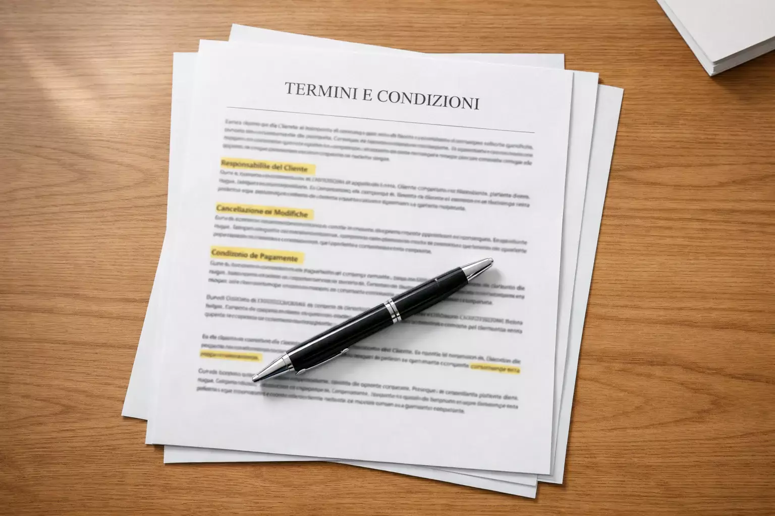 Documento con termini e condizioni di bonus scommesse su una scrivania